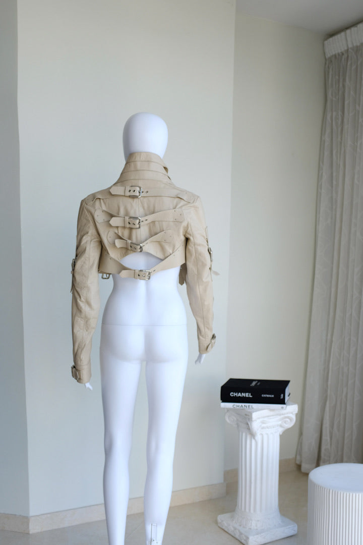 Dolce & Gabbana S/S 2003 Runway Bondage Buckle Cropped Leather Jacket