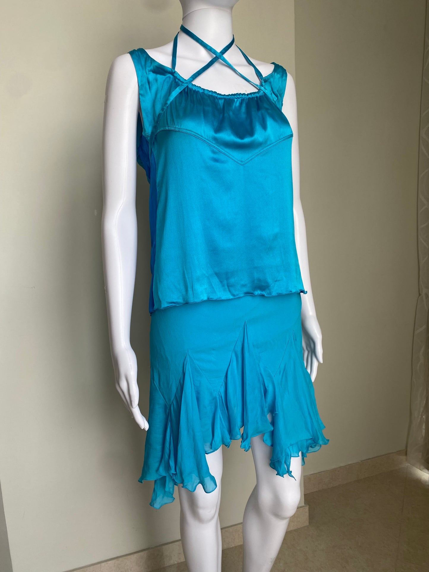 Roberto Cavalli Vibrant Blue Silk Set