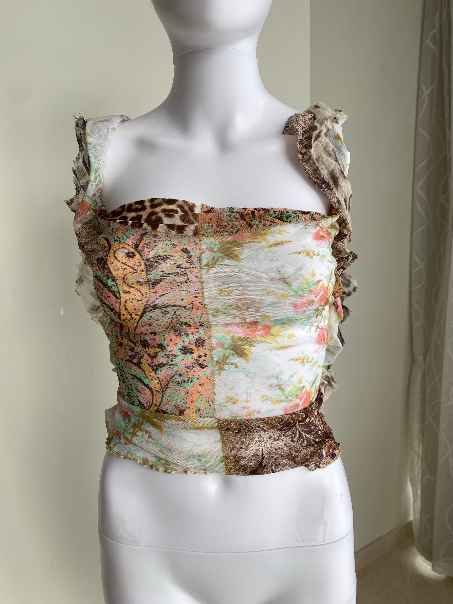 Roberto Cavalli Patchwork Mesh Top