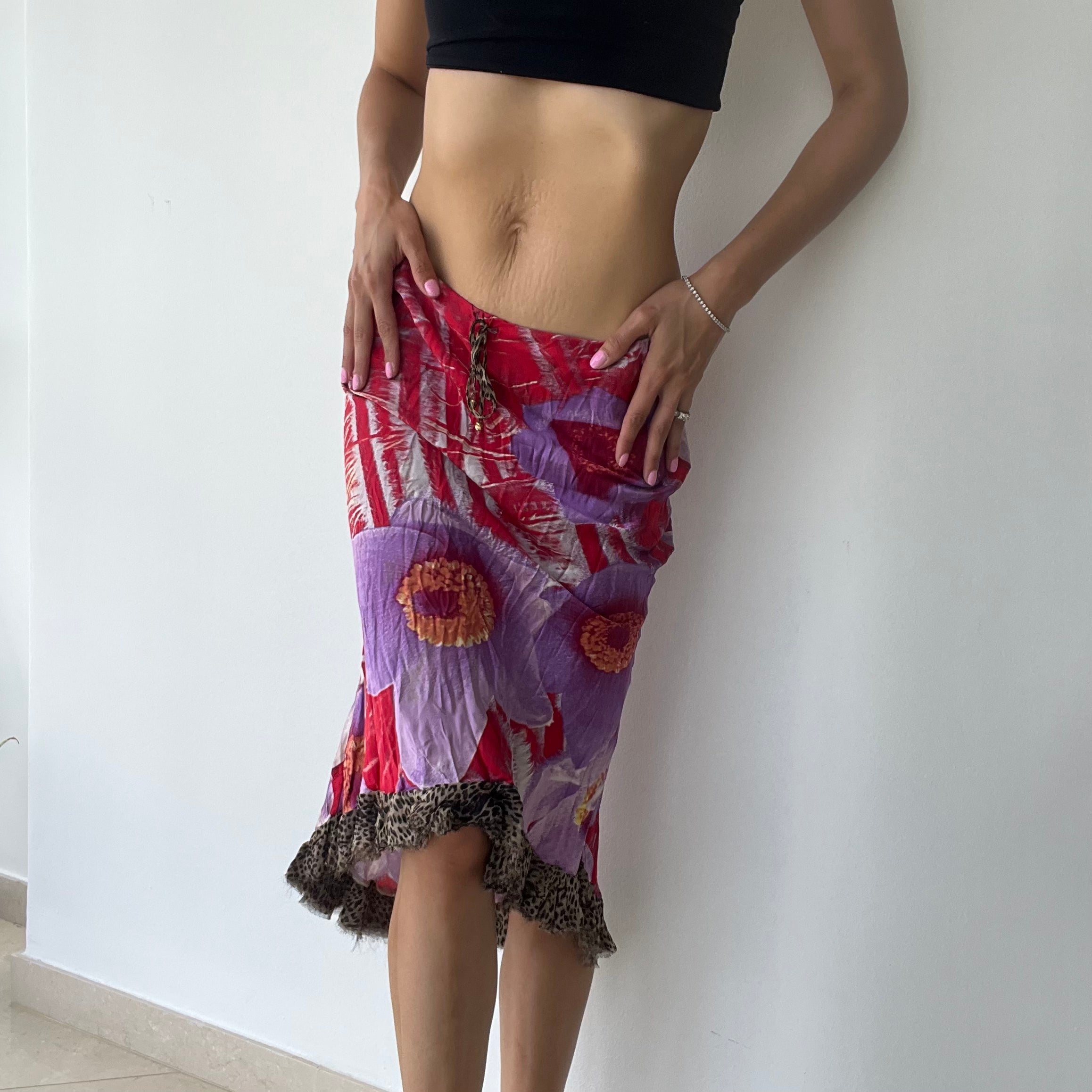 Roberto Cavalli SS2000 Runway Floral Print Skirt