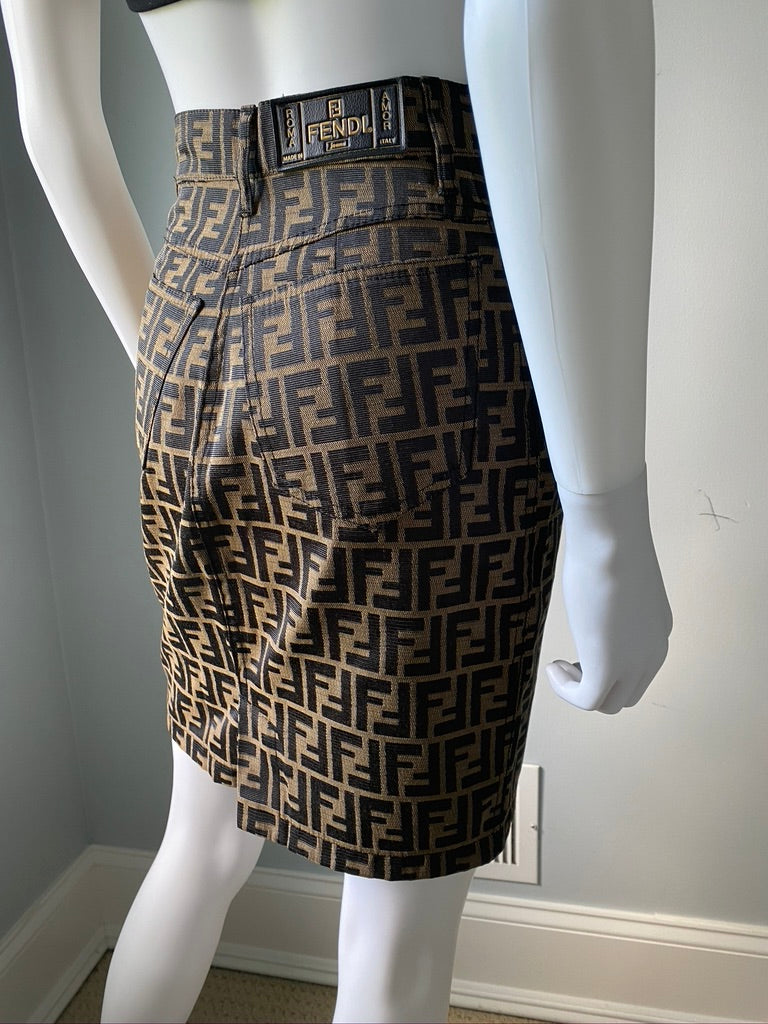 Vintage Fendi Zucca High Waist Skirt