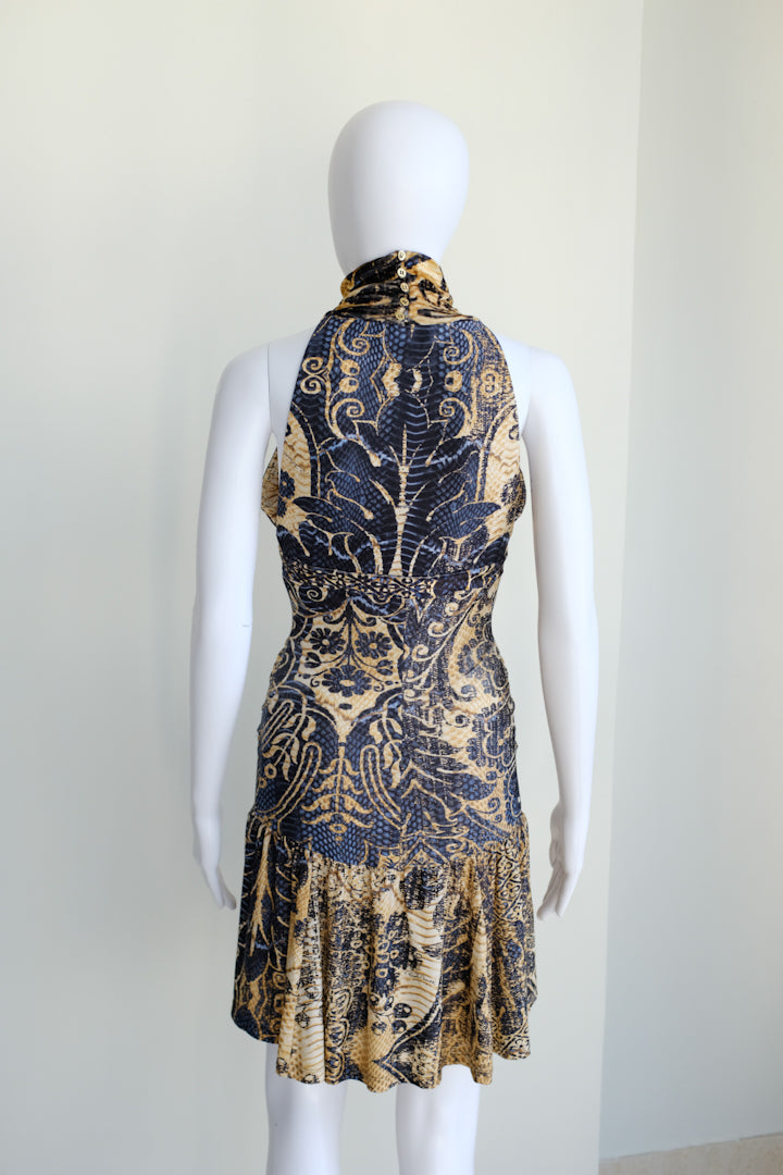 Roberto Cavalli Baroque Velvet Mini Dress