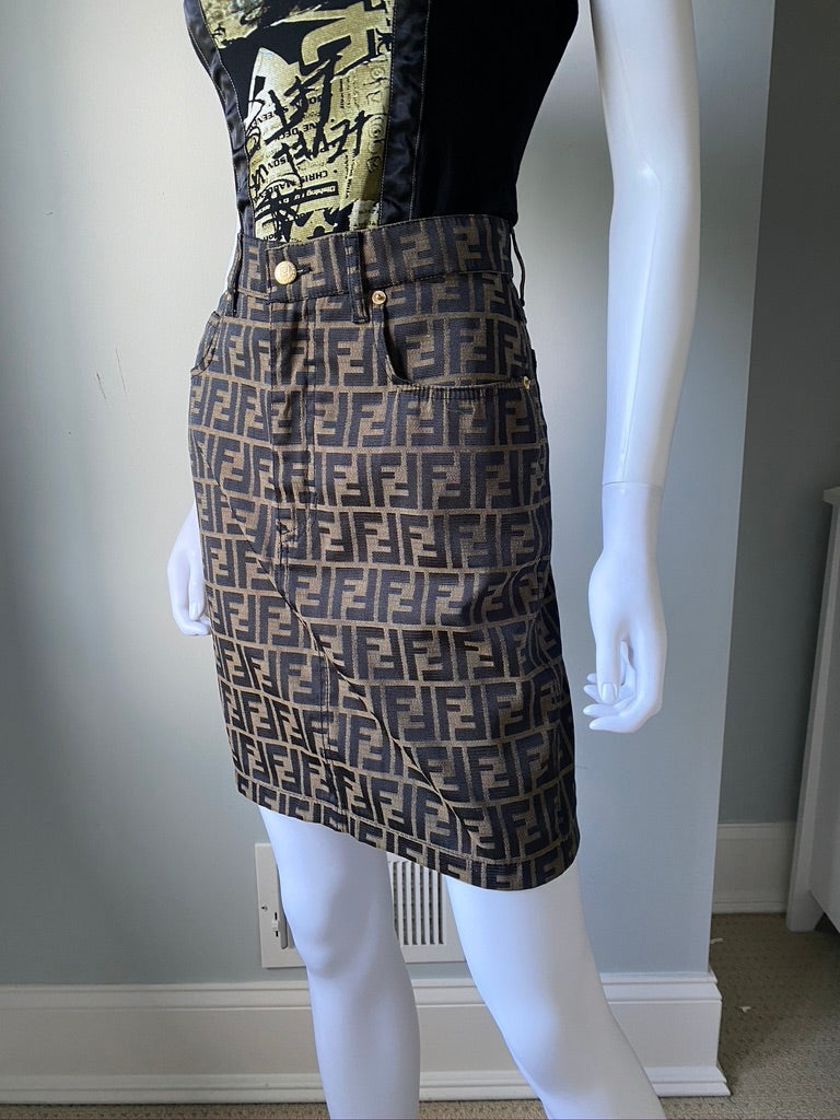 Vintage Fendi Zucca High Waist Skirt