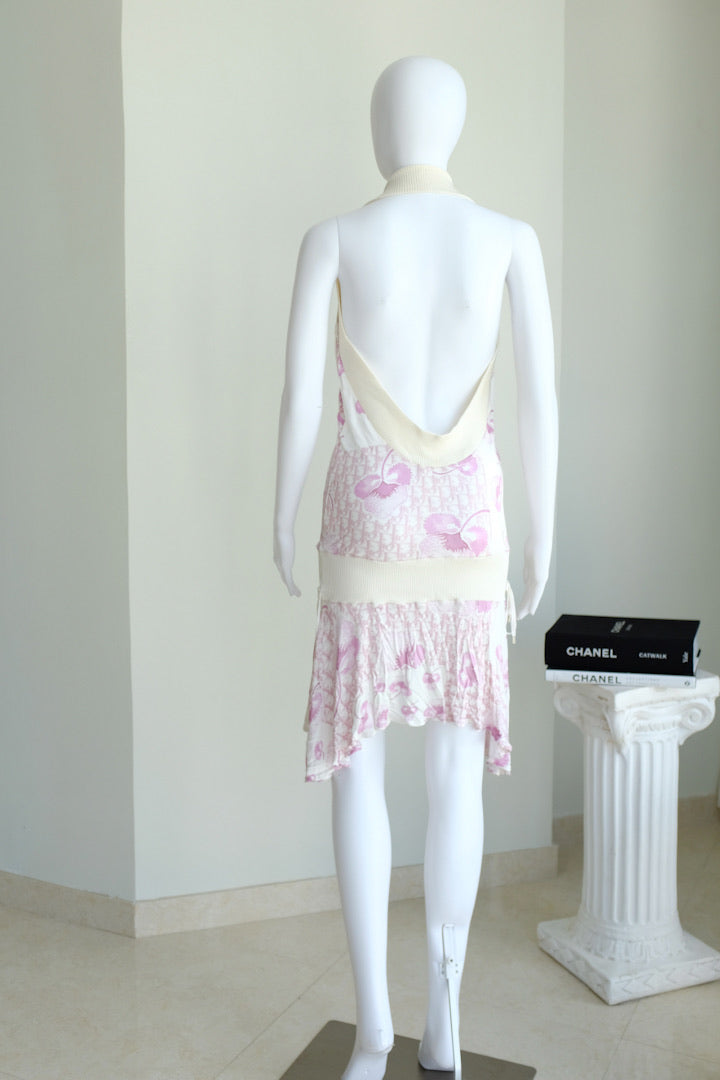 pink dior monogram dress C. 2000 Christian Dior John Galliano Pin-Up Pink Off Shoulder Logo Mini Dress at 1stDibs
