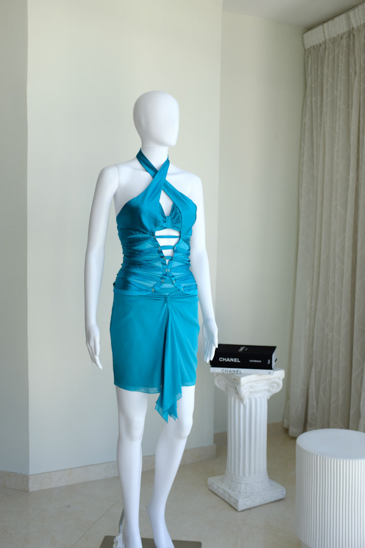 Gucci Tom Ford Turquoise Mini Dress