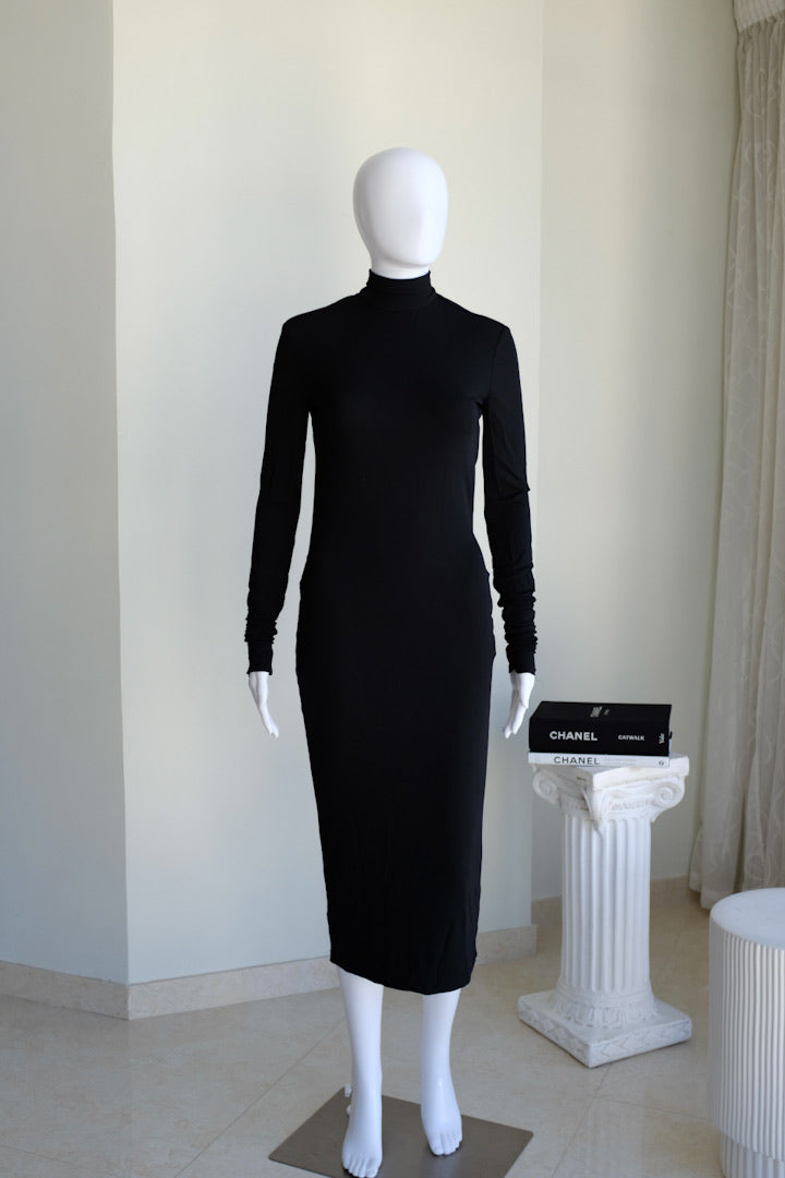 Dolce & Gabbana Black High Neck Plunging Back Dress