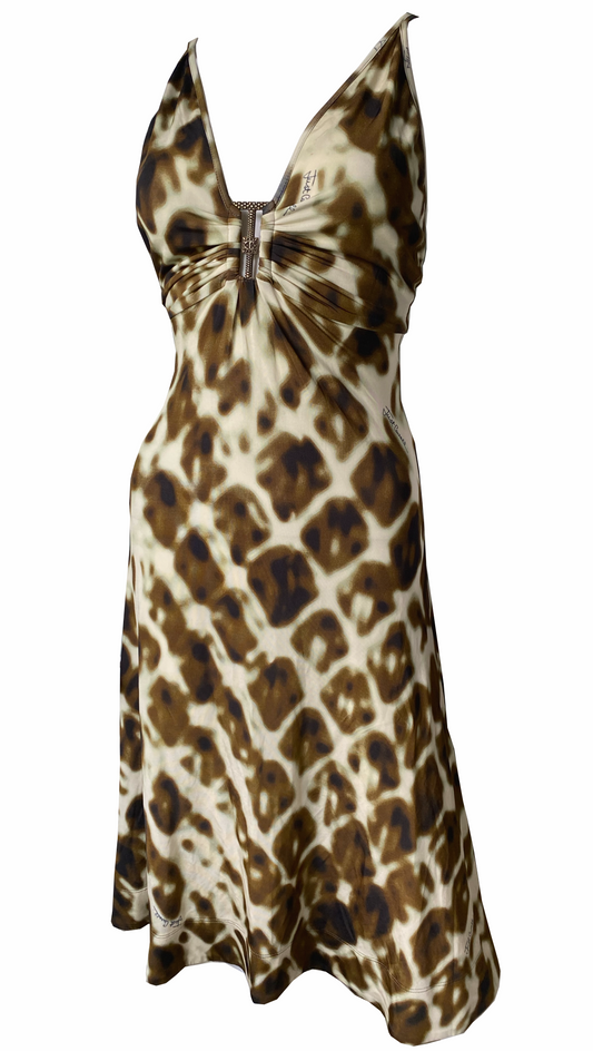 Roberto Cavalli Abstract Print Midi Dress