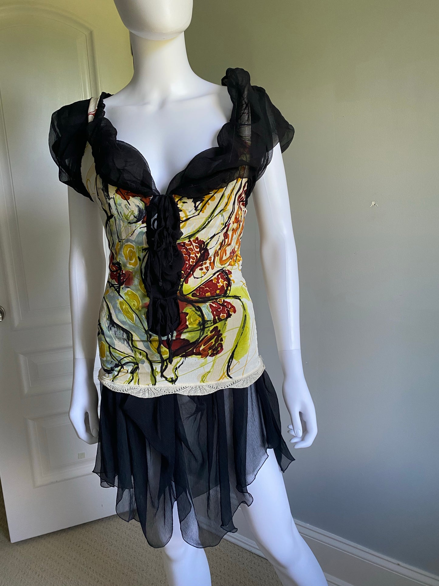 Jean Paul Gaultier Abstract Silk Dress