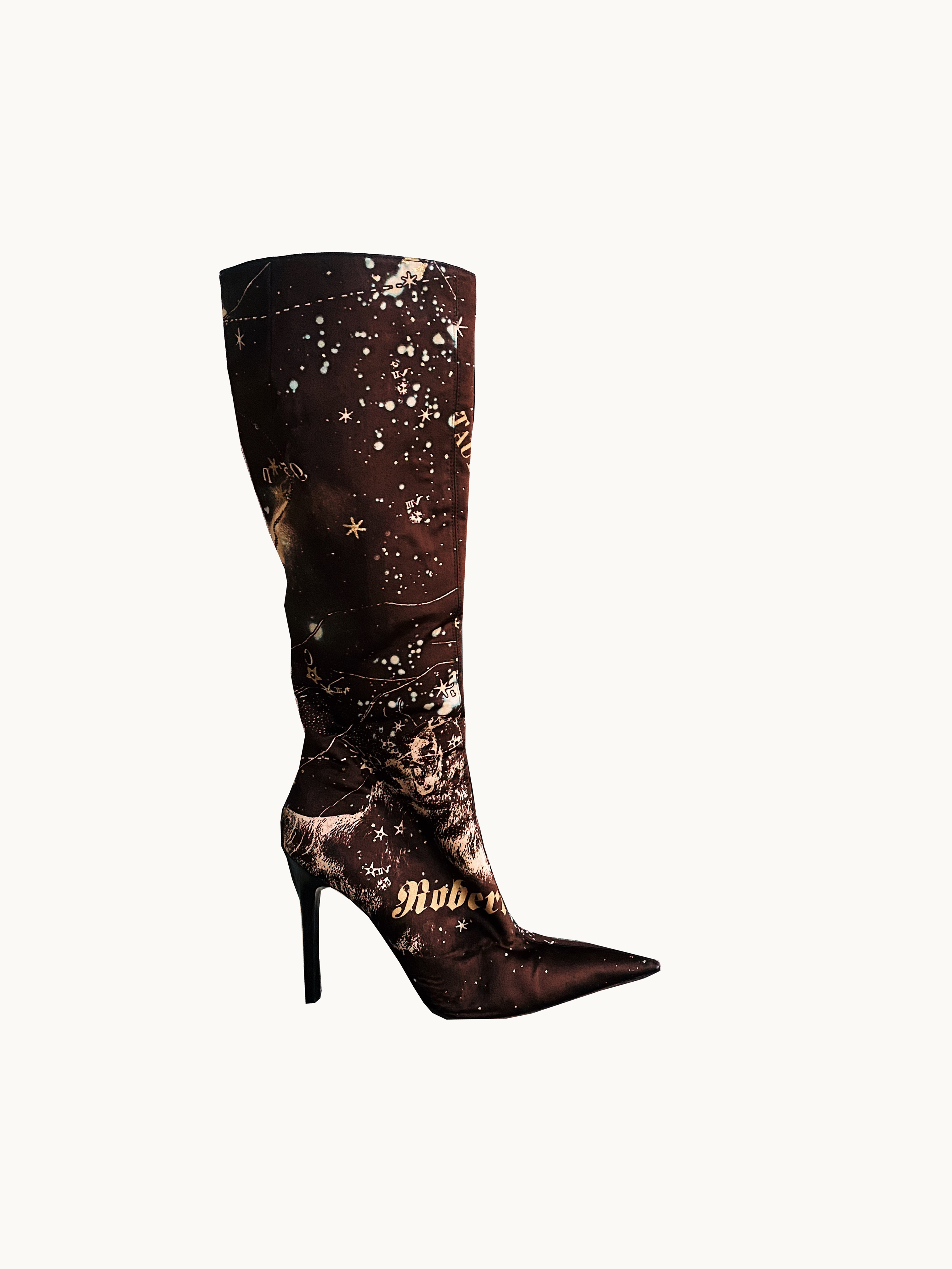 Roberto Cavalli Constellation Stiletto Silk Boots