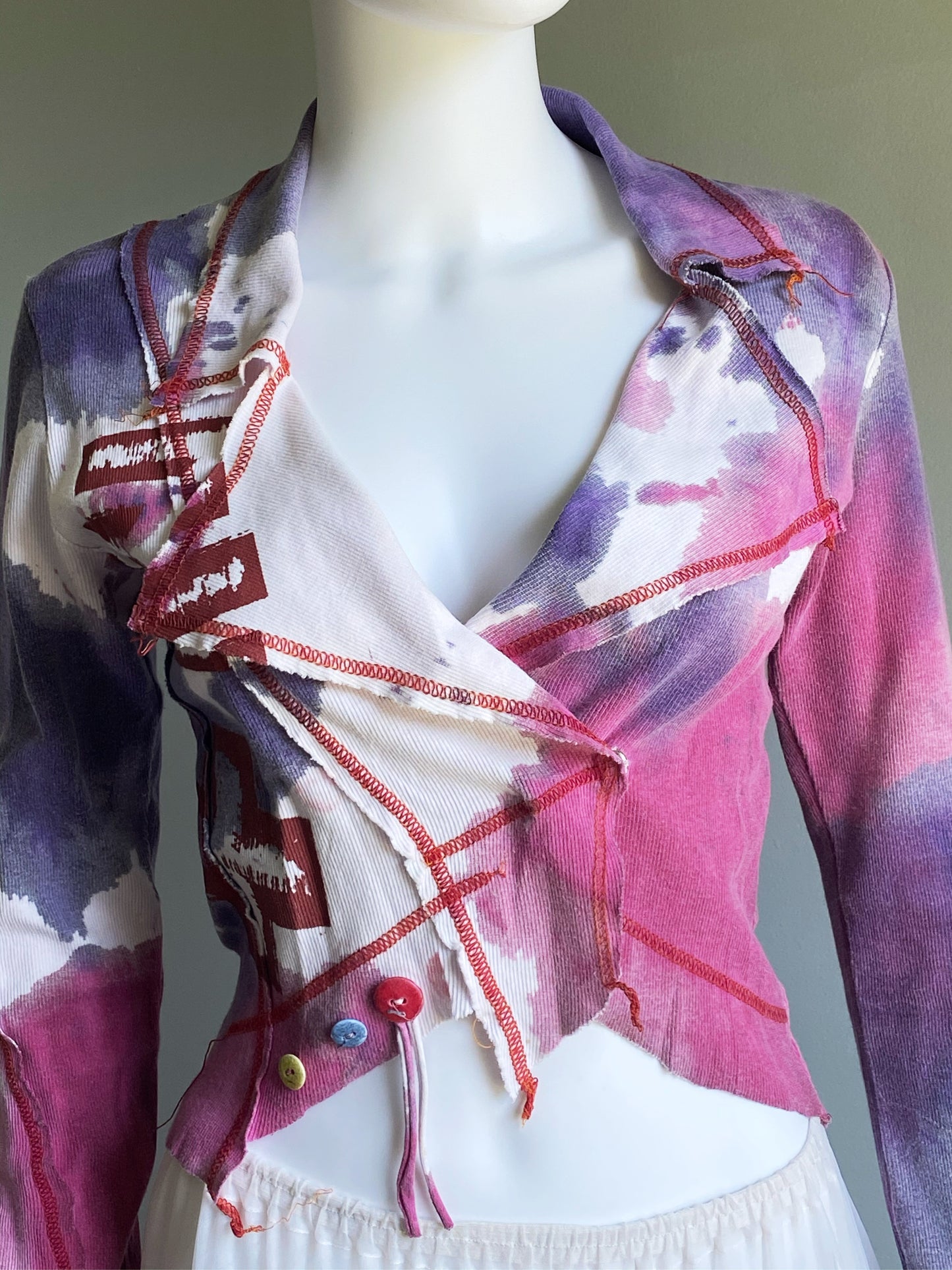 Vintage Asymmetric Deconstructed Tie Dye Blazer