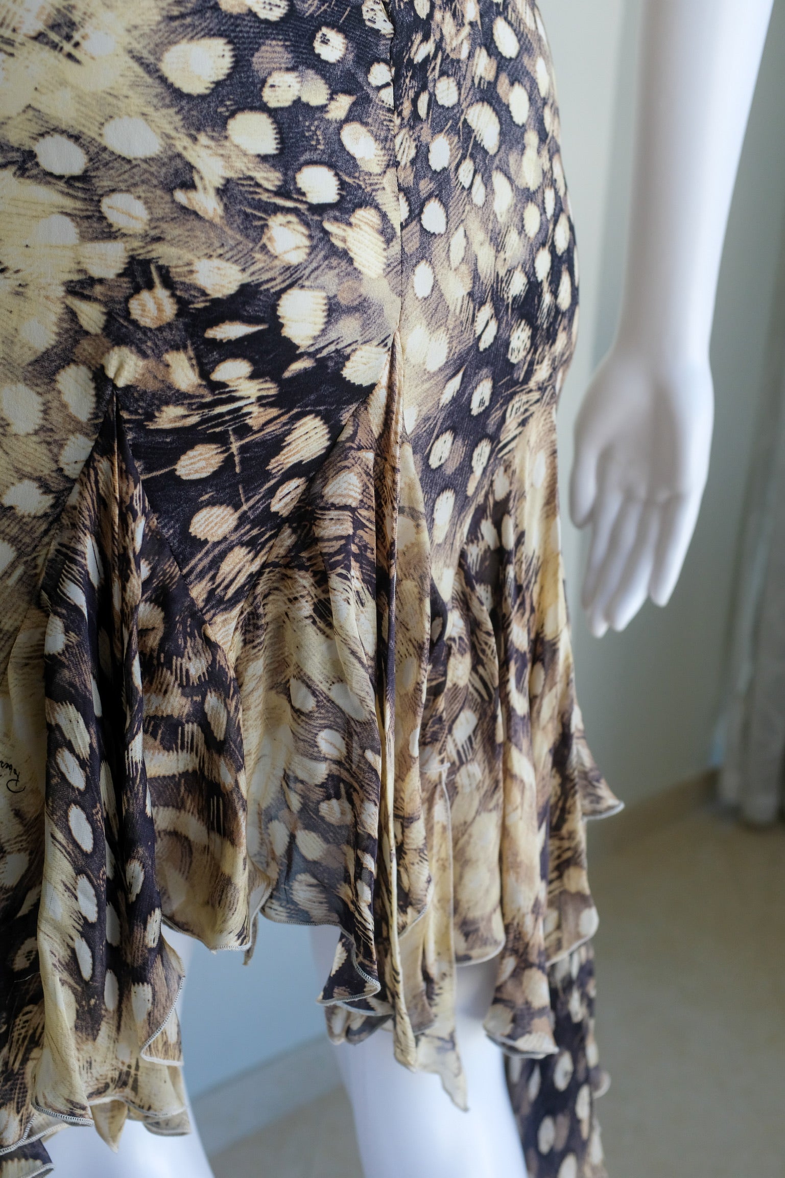 Roberto Cavalli S/S 2004 Silk Feather Dress