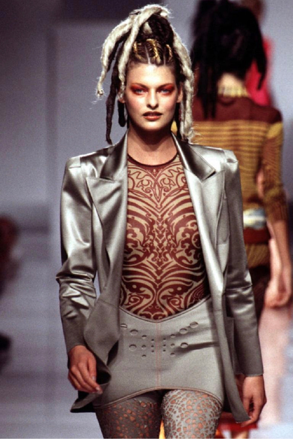 Jean Paul Gaultier Iconic Tribal Tattoo Mesh Dress