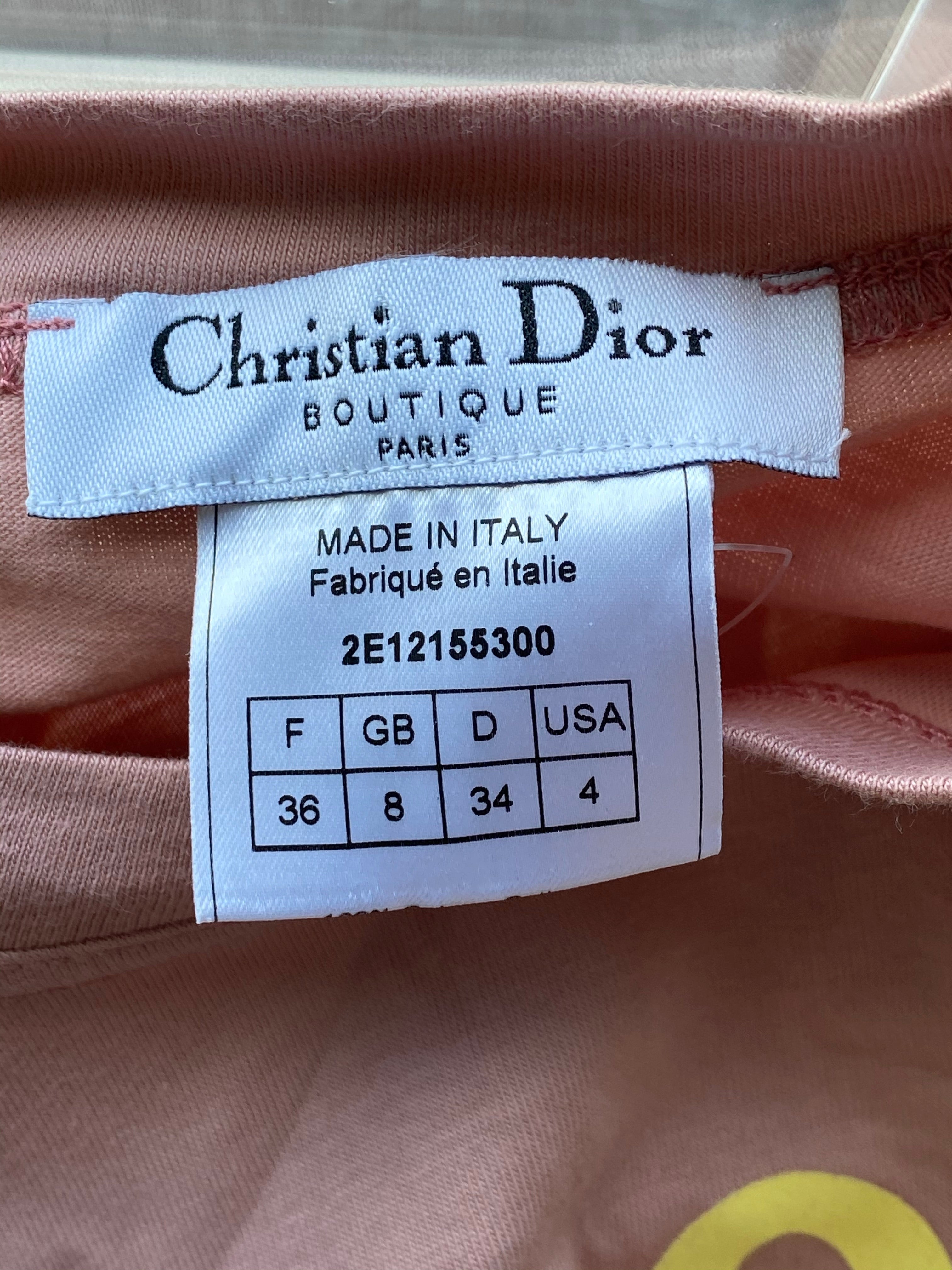 Dior J’adore Light Pink and Yellow Logo Top