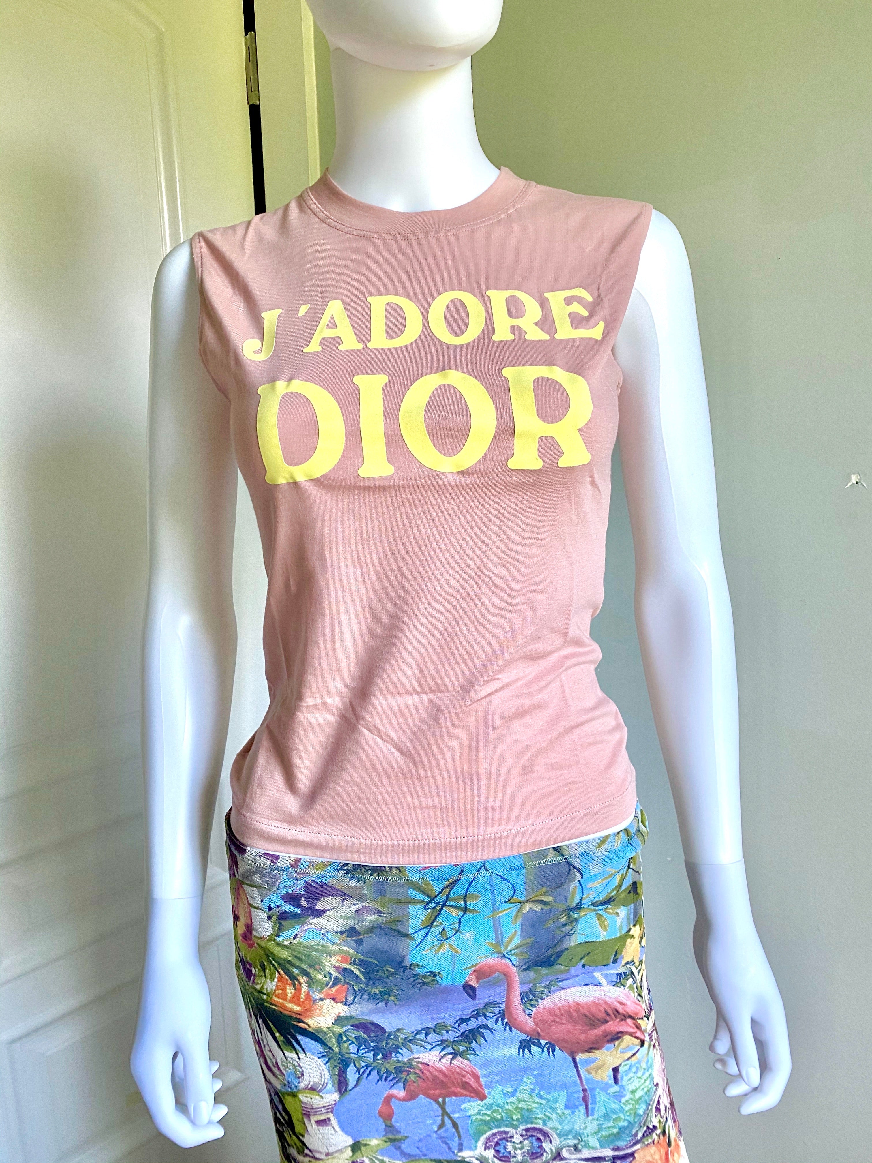 Dior J’adore Light Pink and Yellow Logo Top