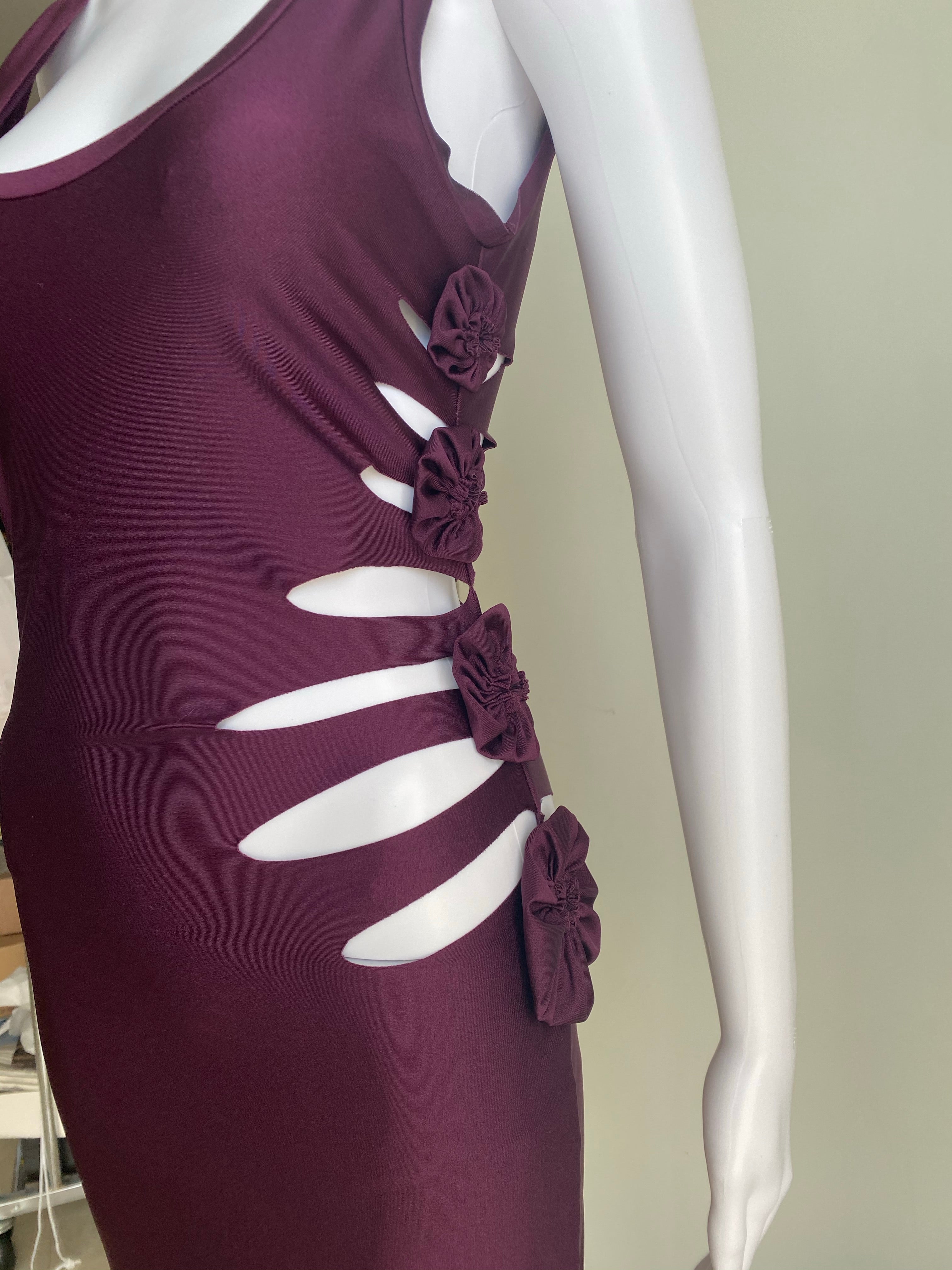 Jean Paul Gaultier Soleil Cutout Bodycon Purple Midi Dress