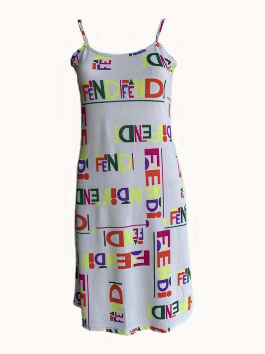 Fendi Multicolor Slip Logo Dress