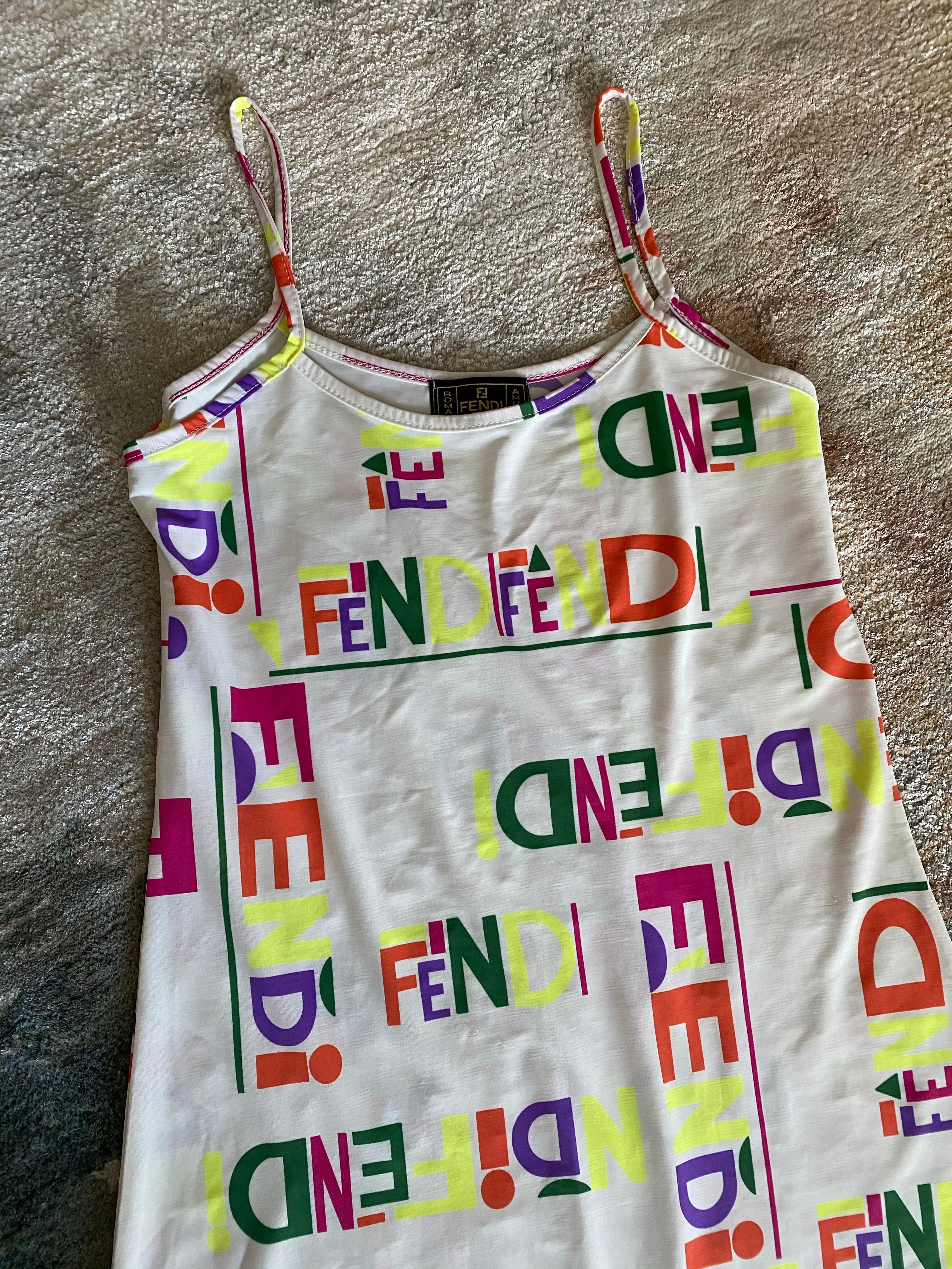 Fendi Multicolor Slip Logo Dress