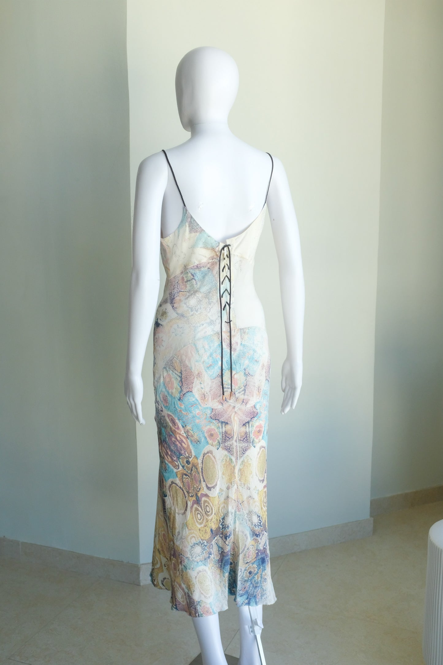 Roberto Cavalli Silk Lace Up Cocktail Dress